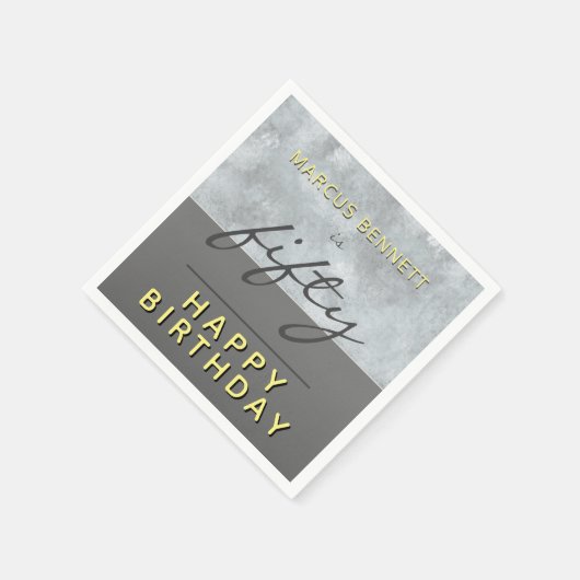 Modern Fifty Grey Script 50ste verjaardagsfeestje Servet (Hoek)