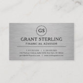 Modern Financial Advisor Metallic Luxury Monogram Visitekaartje (Voorkant)