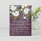 Modern Fine Art Calligraphy Plum Paarse Wedding Kaart (Staand voorkant)
