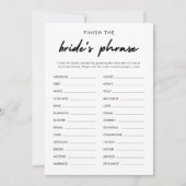 Modern Finish the Bride's Phrase Bridal Game Kaart (Voorkant)
