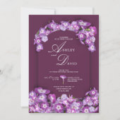 Modern FinnRustic Paarse Lila boog bloemenbruiloft Kaart (Voorkant)