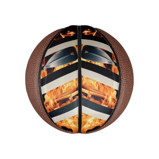 Modern Fire & Triple Stripe Bold Minimalistisch  Basketbal (Verticaal)