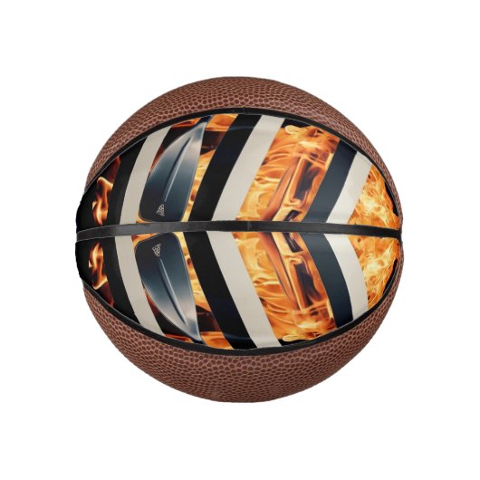 Modern Fire & Triple Stripe Bold Minimalistisch  Basketbal (Voorkant)