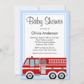 Modern Fire Truck Boy Baby shower Kaart (Voorkant)