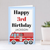 Modern Fire Truck Boy Birthday Kaart
