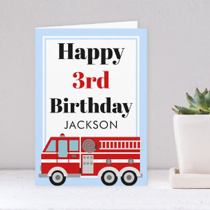 Modern Fire Truck Boy Birthday Kaart