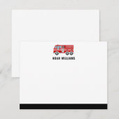 Modern Fire Truck Kinder - Gepersonaliseerd vlak Notitiekaartje (Voorkant / Achterkant)