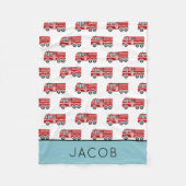 Modern Fire Truck Pattern Personalized Boy Fleece Deken (Voorkant)