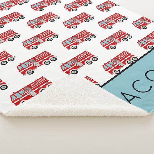 Modern Fire Truck Pattern Personalized Boy Sherpa Deken (3/4)