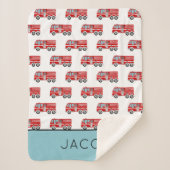 Modern Fire Truck Pattern Personalized Boy Sherpa Deken (Voorkant)