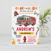 Modern FireFigher truck Birthday with image Kaart (Staand voorkant)