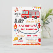 Modern Firefighter Party Birthday For boy Kaart (Staand voorkant)