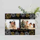 Modern Fireworks 2 Foto Happy Nieuwjaar Folie Feestdagenkaart (Staand Voorkant)