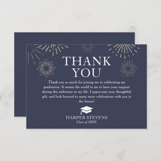 Modern Fireworks Afstuderen Bedankt met bericht (Voorkant / Achterkant)