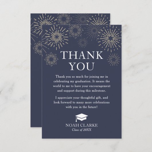 Modern Fireworks Afstuderen dank u kaart (Voorkant / Achterkant)