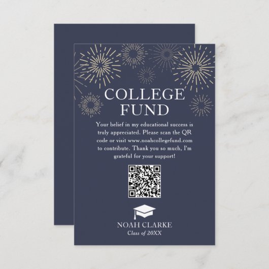 Modern Fireworks College Fund Afstuderen Informatiekaartje (Voorkant / Achterkant)