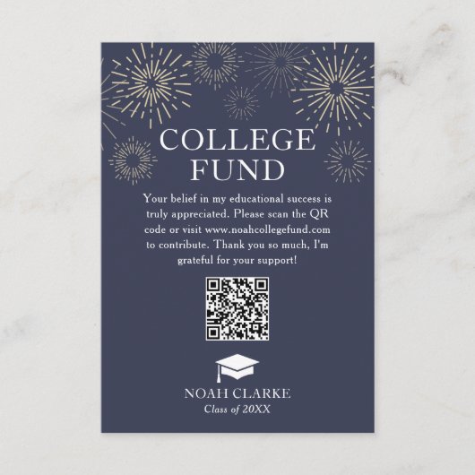 Modern Fireworks College Fund Afstuderen Informatiekaartje (Voorkant)