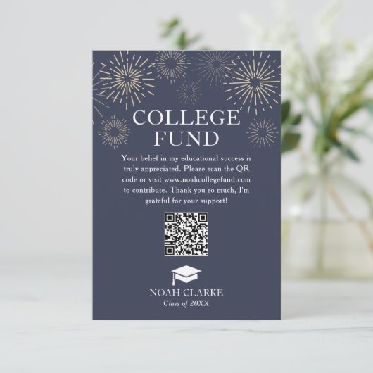 Modern Fireworks College Fund Afstuderen Informatiekaartje (Staand voorkant)