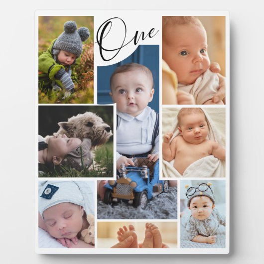 Modern First Birthday Photo Collage Keepomwille Fotoplaat (Voorkant)