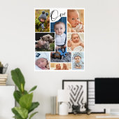 Modern First Birthday Photo Collage Keepsake Poster (Thuiskantoor)