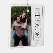 Modern First Christmas Engaged Couples Photo Keramisch Ornament (Rechts)