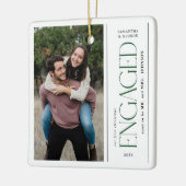Modern First Christmas Engaged Couples Photo Keramisch Ornament (Links)