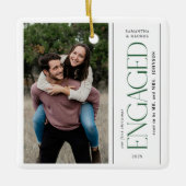 Modern First Christmas Engaged Couples Photo Keramisch Ornament (Voorkant)
