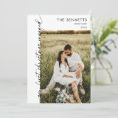 Modern First Christmas Engaged Photo Christmas Feestdagenkaart (Staand voorkant)