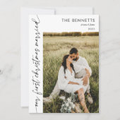 Modern First Christmas Married Photo Christmas Feestdagenkaart (Voorkant)