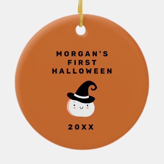 Modern First Halloween Foto Keramisch Ornament (Achterkant)