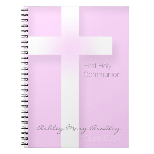 Modern First Holy Communion in Pink Guest Book Notitieboek (Voorkant)