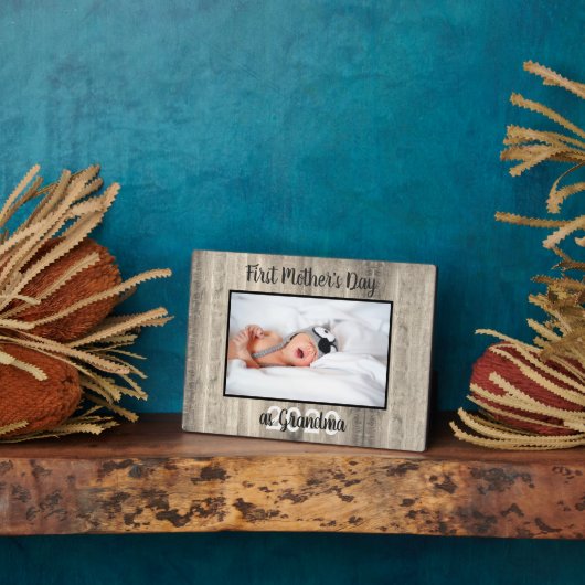 Modern First Moederdag as Grandma Photo Wood Fotoplaat (Zijkant)