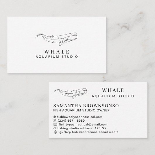 Modern Fish Aquarium Whale Visitekaartje (Voorkant / Achterkant)