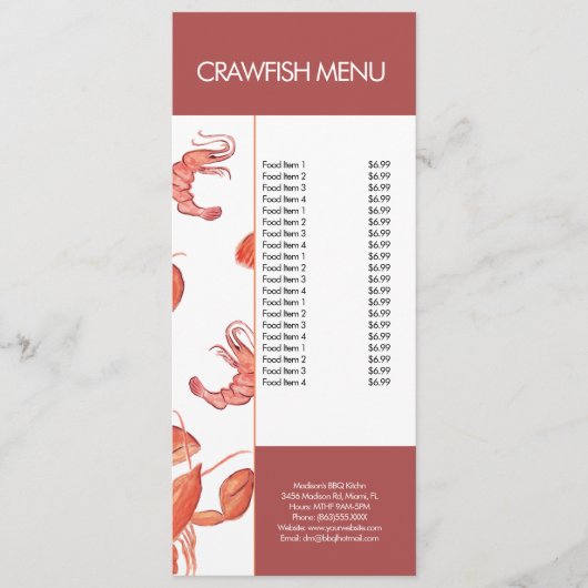 Modern Fish Seafood Crawfish Restaurant Menu (Voorkant)