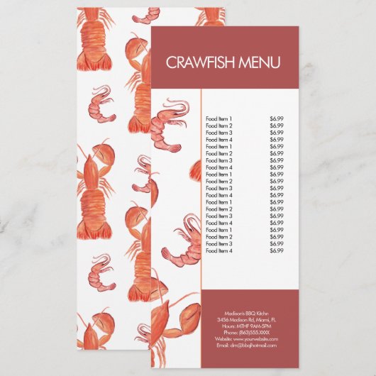 Modern Fish Seafood Crawfish Restaurant Menu (Voorkant / Achterkant)