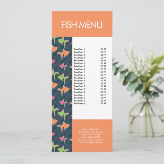 Modern Fish Seafood Restaurant Patroon Menu (Staand voorkant)