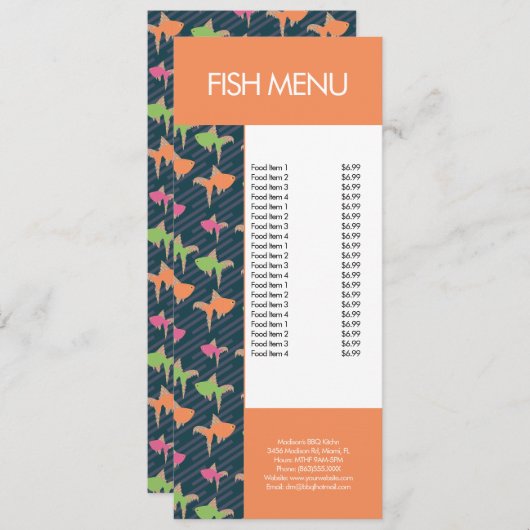 Modern Fish Seafood Restaurant Patroon Menu (Voorkant / Achterkant)