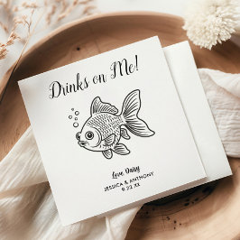 Modern Fish Wedding Cocktail Napkins Servet