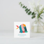 Modern Fishing Business Card with QR Code Vierkante Visitekaartje (Staand voorkant)