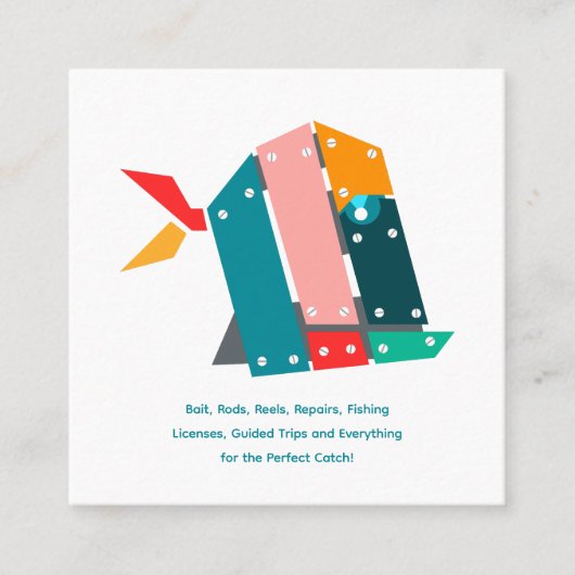 Modern Fishing Business Card with QR Code Vierkante Visitekaartje (Voorkant)