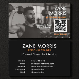Modern Fitness Coach Photo QR Code Visitekaartje