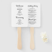 Modern Flair Script minimaal wit bruiloft programm Handwaaier (Voorkant en achterkant)