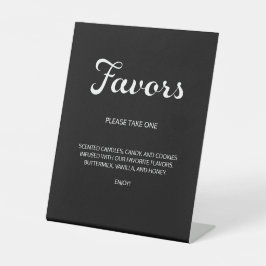 Modern Flair Script Minimal Favors Zwart Bruiloft Reclamebord Met Voetstuk