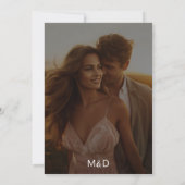 Modern Flair Script minimalistisch wit foto bruilo Kaart (Achterkant)