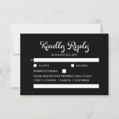 Modern Flair Script minimalistisch zwart bruiloft RSVP Kaartje (Voorkant)