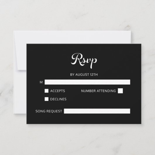 Modern Flair Script minimalistische witte bruiloft RSVP Kaartje (Voorkant)