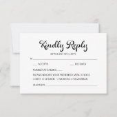 Modern Flair Script minimalistische witte bruiloft RSVP Kaartje (Voorkant)
