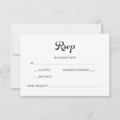Modern Flair Script minimalistische witte bruiloft RSVP Kaartje (Voorkant)
