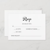 Modern Flair Script minimalistische witte bruiloft RSVP Kaartje (Voorkant / Achterkant)