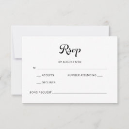 Modern Flair Script minimalistische witte bruiloft RSVP Kaartje